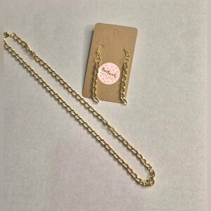 Stylish Gold Chain Necklace and Earring Set